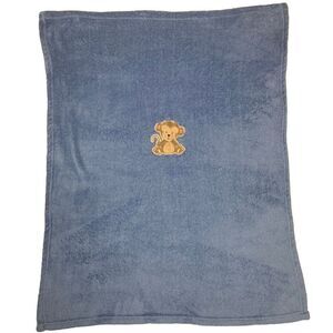 Baby Starters Blanket Monkey Blue Plush SOFT Lovey Fleece 30X40 Embroidered 2013